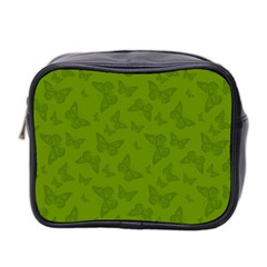 Avocado Green Butterfly Print Mini Toiletries Bag (two Sides) by SpinnyChairDesigns