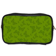 Avocado Green Butterfly Print Toiletries Bag (Two Sides)