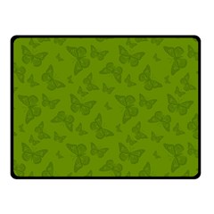 Avocado Green Butterfly Print Double Sided Fleece Blanket (small)  by SpinnyChairDesigns