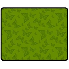 Avocado Green Butterfly Print Double Sided Fleece Blanket (Medium) 