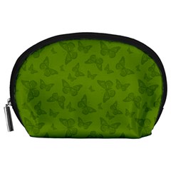 Avocado Green Butterfly Print Accessory Pouch (large) by SpinnyChairDesigns