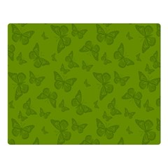 Avocado Green Butterfly Print Double Sided Flano Blanket (large)  by SpinnyChairDesigns