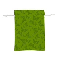 Avocado Green Butterfly Print Lightweight Drawstring Pouch (s) by SpinnyChairDesigns