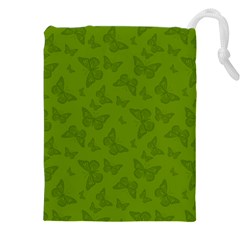 Avocado Green Butterfly Print Drawstring Pouch (4XL)