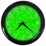 Chartreuse Green Butterfly Print Wall Clock (Black) Front