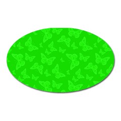 Chartreuse Green Butterfly Print Oval Magnet by SpinnyChairDesigns