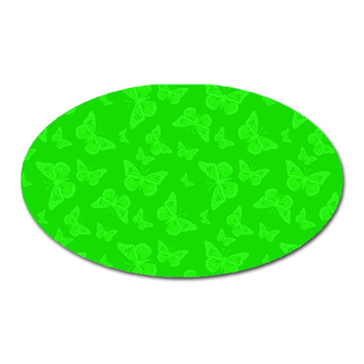 Chartreuse Green Butterfly Print Oval Magnet