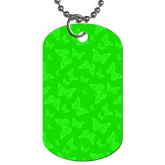 Chartreuse Green Butterfly Print Dog Tag (two Sides) by SpinnyChairDesigns