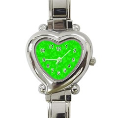 Chartreuse Green Butterfly Print Heart Italian Charm Watch by SpinnyChairDesigns