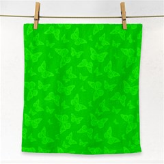 Chartreuse Green Butterfly Print Face Towel by SpinnyChairDesigns