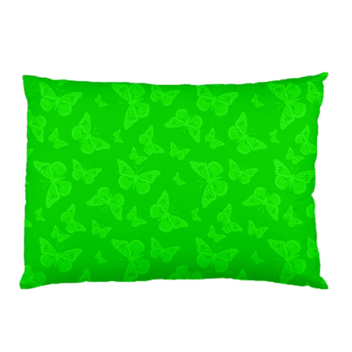 Chartreuse Green Butterfly Print Pillow Case