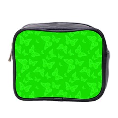 Chartreuse Green Butterfly Print Mini Toiletries Bag (two Sides) by SpinnyChairDesigns