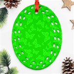 Chartreuse Green Butterfly Print Ornament (Oval Filigree) Front