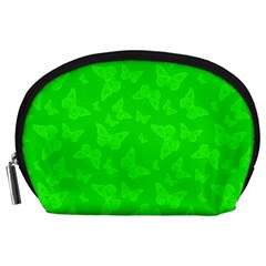 Chartreuse Green Butterfly Print Accessory Pouch (large) by SpinnyChairDesigns