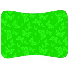 Chartreuse Green Butterfly Print Velour Seat Head Rest Cushion by SpinnyChairDesigns