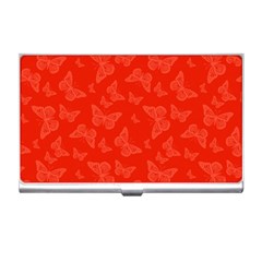 Vermilion Red Butterfly Print Business Card Holder by SpinnyChairDesigns