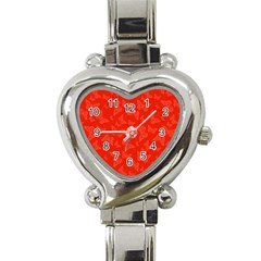 Vermilion Red Butterfly Print Heart Italian Charm Watch by SpinnyChairDesigns