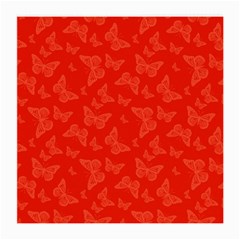 Vermilion Red Butterfly Print Medium Glasses Cloth (2 Sides) by SpinnyChairDesigns