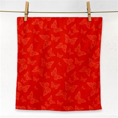 Vermilion Red Butterfly Print Face Towel by SpinnyChairDesigns