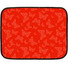 Vermilion Red Butterfly Print Double Sided Fleece Blanket (mini)  by SpinnyChairDesigns