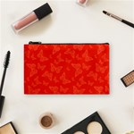 Vermilion Red Butterfly Print Cosmetic Bag (Small) Front