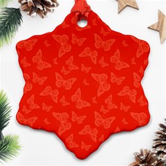 Vermilion Red Butterfly Print Ornament (snowflake) by SpinnyChairDesigns