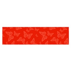 Vermilion Red Butterfly Print Satin Scarf (oblong) by SpinnyChairDesigns