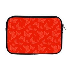 Vermilion Red Butterfly Print Apple Macbook Pro 17  Zipper Case by SpinnyChairDesigns