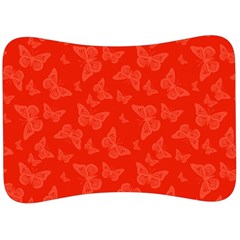 Vermilion Red Butterfly Print Velour Seat Head Rest Cushion by SpinnyChairDesigns