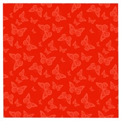 Vermilion Red Butterfly Print Wooden Puzzle Square by SpinnyChairDesigns