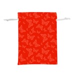 Vermilion Red Butterfly Print Lightweight Drawstring Pouch (L) Front