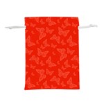 Vermilion Red Butterfly Print Lightweight Drawstring Pouch (L) Back