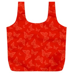 Vermilion Red Butterfly Print Full Print Recycle Bag (xxl) by SpinnyChairDesigns