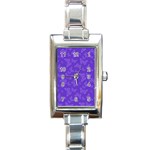 Violet Purple Butterfly Print Rectangle Italian Charm Watch Front