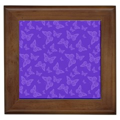 Violet Purple Butterfly Print Framed Tile by SpinnyChairDesigns