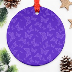 Violet Purple Butterfly Print Ornament (round) by SpinnyChairDesigns