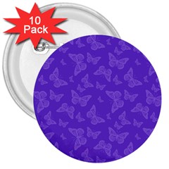 Violet Purple Butterfly Print 3  Buttons (10 Pack)  by SpinnyChairDesigns