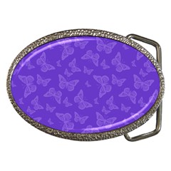 Violet Purple Butterfly Print Belt Buckles by SpinnyChairDesigns