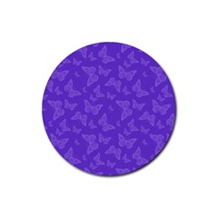 Violet Purple Butterfly Print Rubber Round Coaster (4 Pack)  by SpinnyChairDesigns