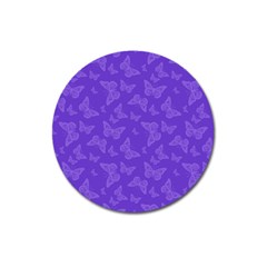 Violet Purple Butterfly Print Magnet 3  (round) by SpinnyChairDesigns