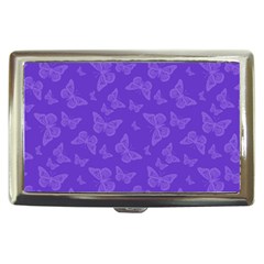 Violet Purple Butterfly Print Cigarette Money Case by SpinnyChairDesigns