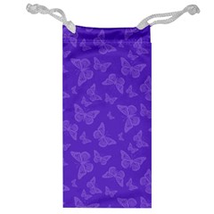 Violet Purple Butterfly Print Jewelry Bag by SpinnyChairDesigns