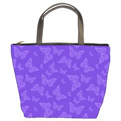 Violet Purple Butterfly Print Bucket Bag by SpinnyChairDesigns