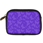 Violet Purple Butterfly Print Digital Camera Leather Case Front