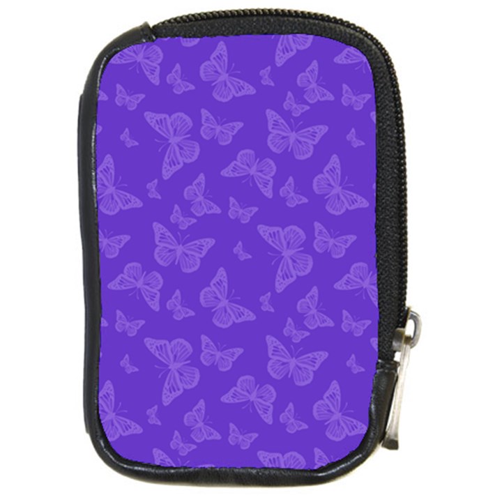 Violet Purple Butterfly Print Compact Camera Leather Case