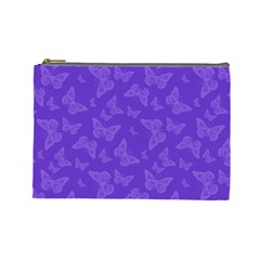 Violet Purple Butterfly Print Cosmetic Bag (large) by SpinnyChairDesigns