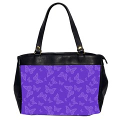 Violet Purple Butterfly Print Oversize Office Handbag (2 Sides) by SpinnyChairDesigns