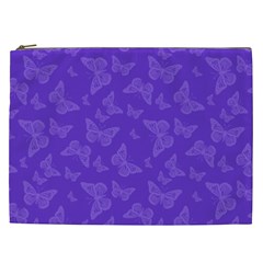 Violet Purple Butterfly Print Cosmetic Bag (xxl) by SpinnyChairDesigns