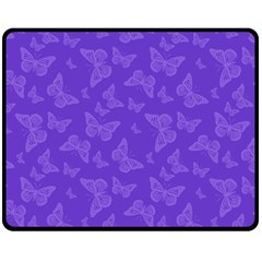 Violet Purple Butterfly Print Double Sided Fleece Blanket (medium)  by SpinnyChairDesigns