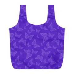 Violet Purple Butterfly Print Full Print Recycle Bag (l) by SpinnyChairDesigns